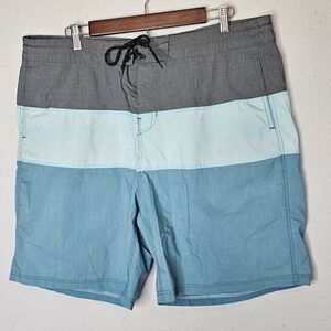 Burnside Mens Swim Trunks Board‎ Shorts Pockets Blue Gray Size 38